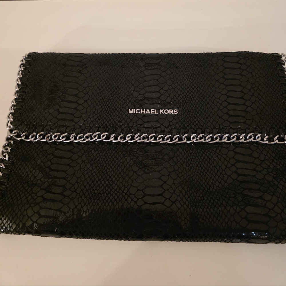 Michael Kors Black Snakeskin Clutch